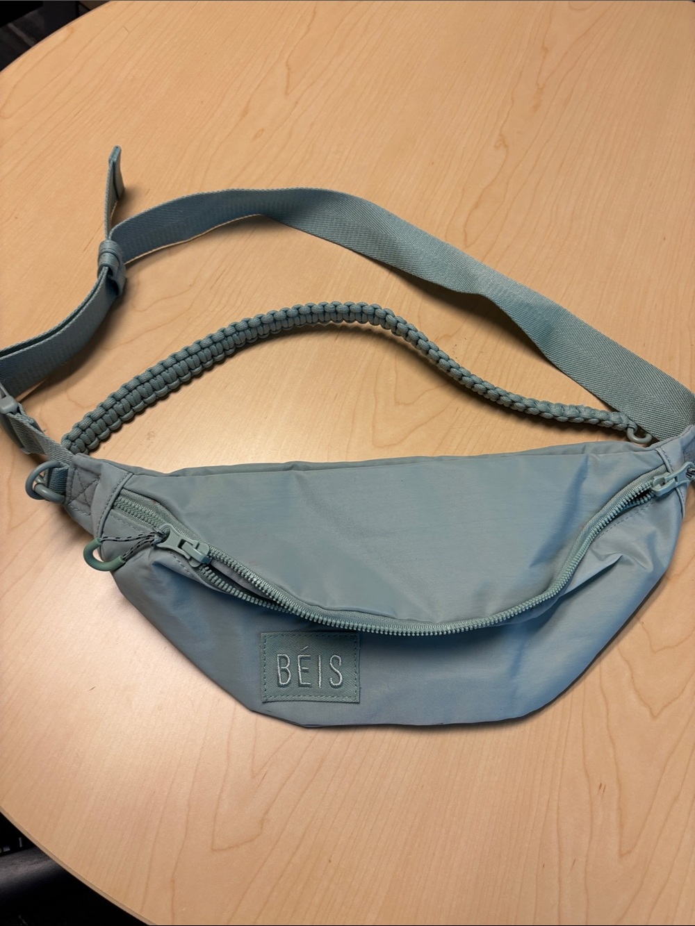 BEIS Sage Green Waist Crossbody Bag with Braided Handle